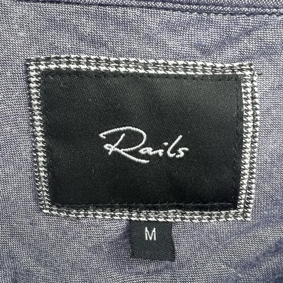 Rails Kendra Plaid Flannel Button Front Shirt Chambray Lined in Indigo sz M - Picture 5 of 14